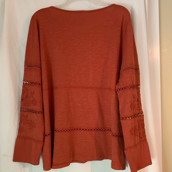 Sundance burnt orange 'Eden Lace Long Sleeve Top' - Picture 7 of 9